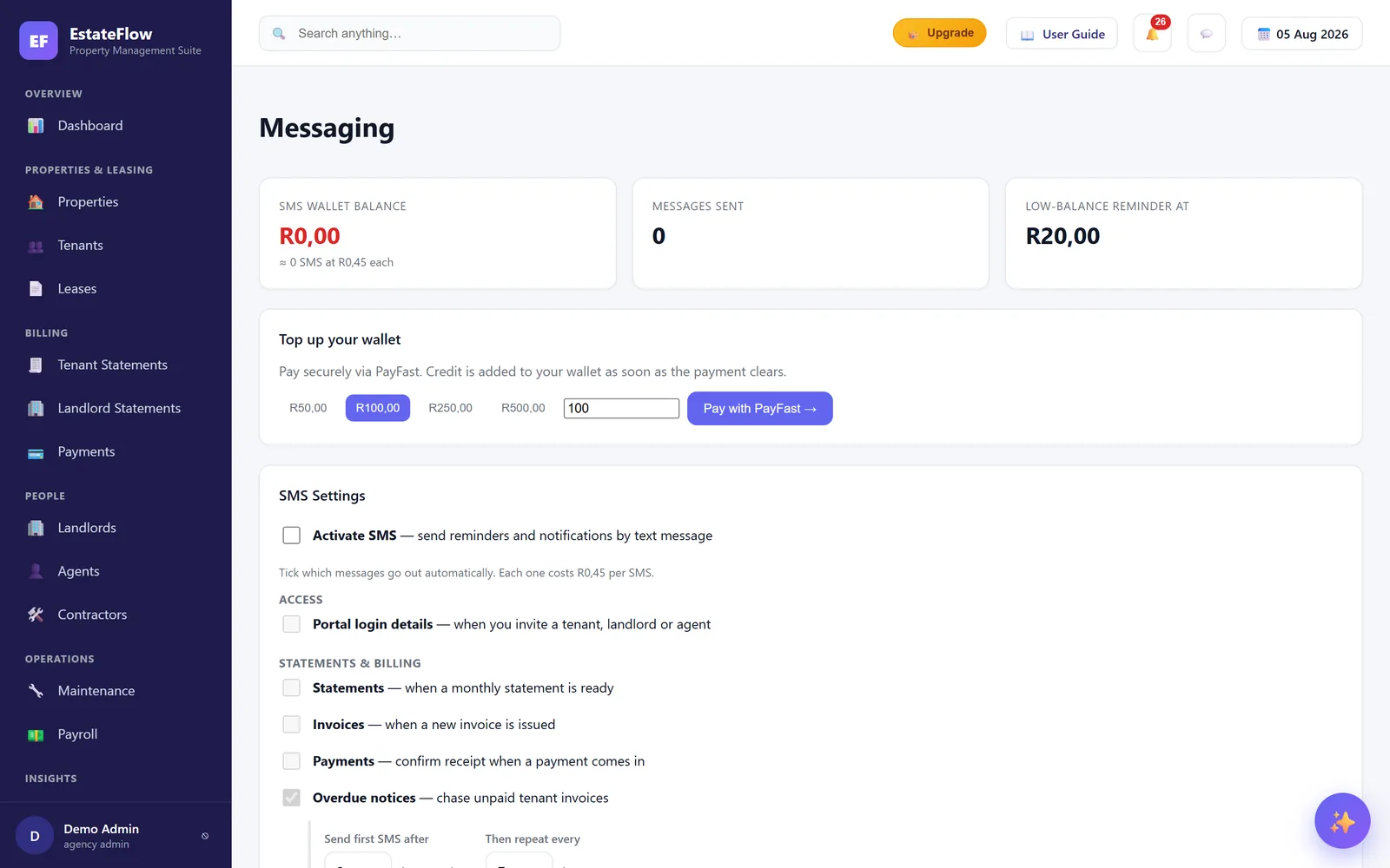EstateFlow SMS messaging